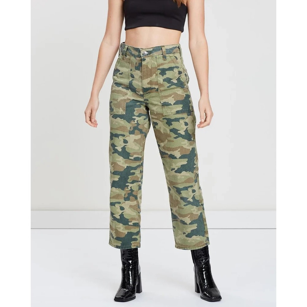 We The Free People Remy Camo Cropped Pants Women 25‎ Multi Straight Leg NWOT $98